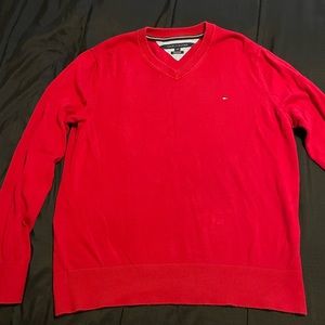 TOMMY HILFIGER Men V-Neck Slim Fit Jumper Pullover Sweater Size L - GG